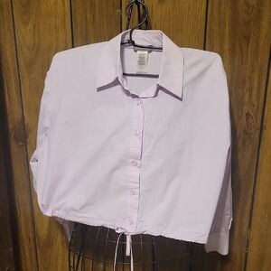 Sans Souci Pink Long Sleeve Crop Button Down Shirt